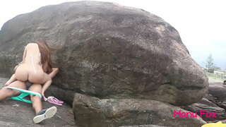 Pornstar මානු ෆොක්ස් ගුද ලිංගික සමග කිසිදු කොන්ඩම් මත මහජන වෙරළ